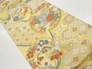 花丸文に花菱・蜀江文・七宝模様織出し袋帯